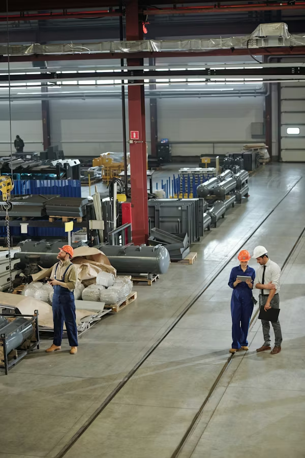 Tall interior factory equipment and production machinery